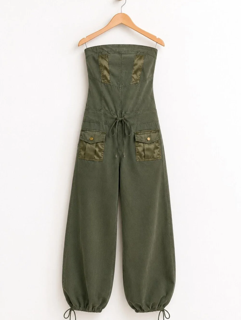 Hotkiss Olive Green Chic  Strapless Utility Jumpsuit | Size L - Picture 5 of 8